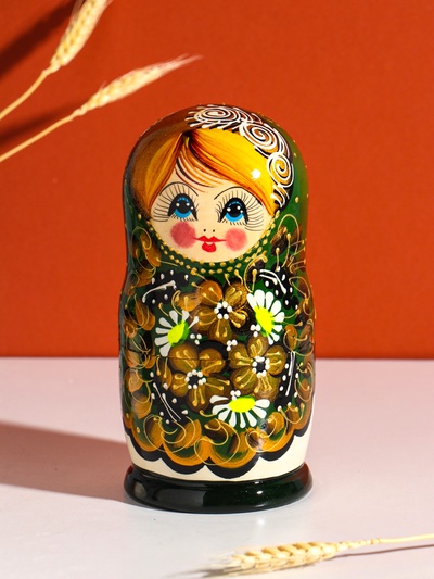 Матрёшка дерево «Марфа», чёрный платок, 5-кукольная, 19 см