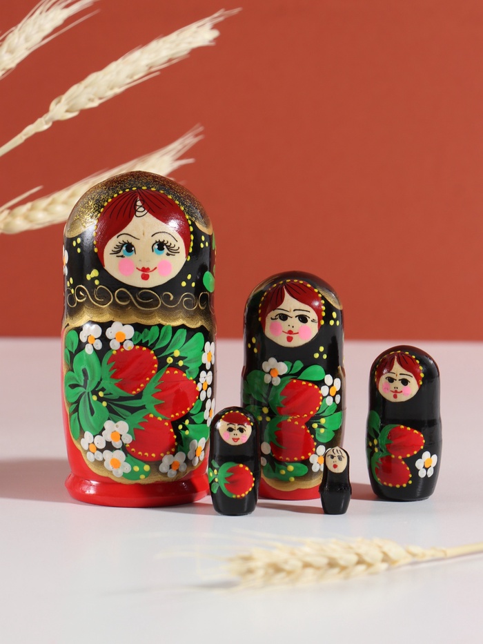 Матрёшка дерево «Анна», хохлома, 5-кукольная, 11 см