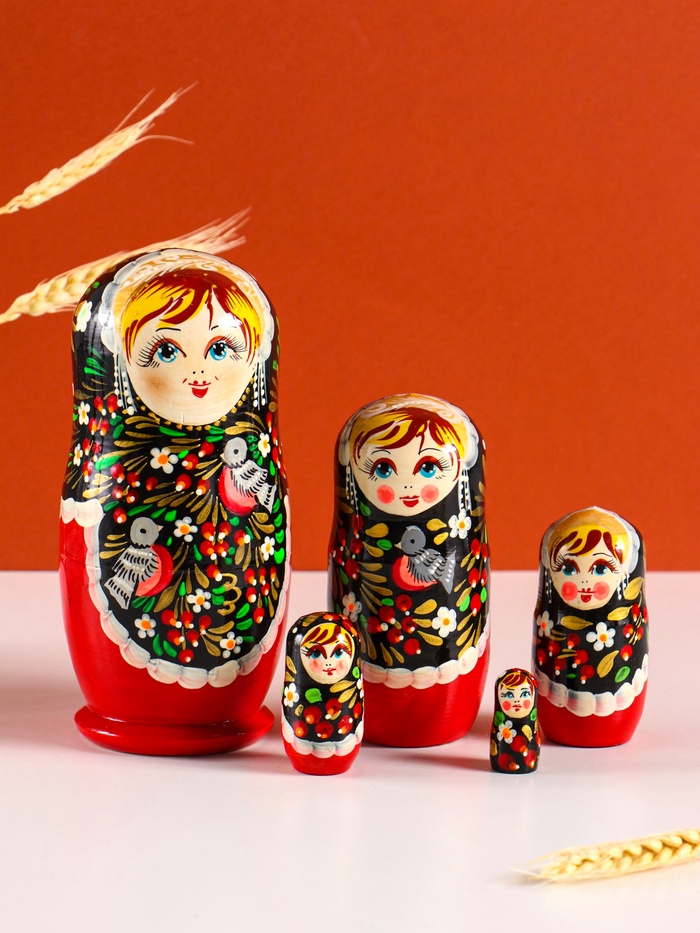 Матрёшка дерево «Птички», 5-кукольная, 15 см - Фото 1