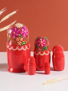 Матрёшка дерево «Цветы», красный платок, 5-кукольная, 19 см 10886723 - фото 16471517