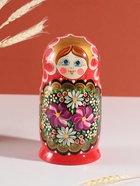 Матрёшка дерево «Цветы», красный платок, 5-кукольная, 19 см 10886723 - фото 16471518