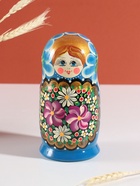 Матрёшка дерево «Любовь», синий платок, 5-кукольная, 19 см - Фото 3