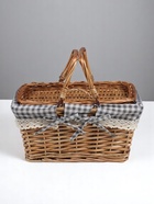 Плетёная корзина-лукошко, ткань, 2 ручки складные (внутри металл) с крышкой. 35×26 см, Н 18 см, Н с ручкам - Фото 2