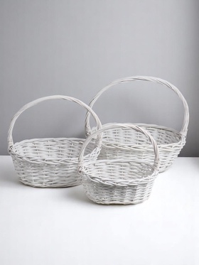 Набор корзин плетёных, овальные 3 шт. L:39×29 см, Н12 см/37 см, дно 32×22 см M:32×25xH11xHH32xB26×17 S:26x 10890236