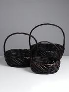 Корзина плетёная для хранения Trog, лоза, с ручкой, тёмно-коричневая, набор 3 шт. - Фото 1