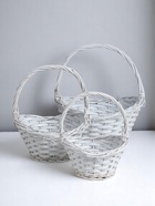 Корзина плетёная для хранения «Лодочка», лоза, овальная, серая, набор 3 шт. - Фото 1