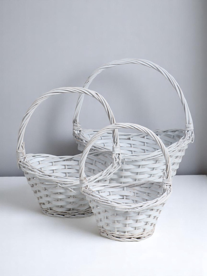 Корзина плетёная для хранения «Лодочка», лоза, овальная, серая, набор 3 шт. - Фото 1