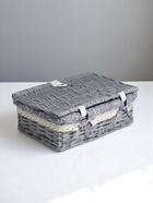 Корзина - чемодан плетёная для хранения, лоза, текстиль, экокожа, серая, набор 2 шт. - Фото 5