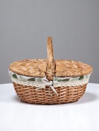 Корзина плетёная для хранения, 35×28×14.5 см, ручка h=14.5 см, лоза, с крышкой, тканевая вставка - Фото 2