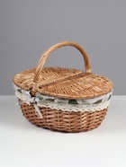 Корзина плетёная для хранения, 35×28×14.5 см, ручка h=14.5 см, лоза, с крышкой, тканевая вставка - Фото 3