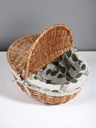 Корзина плетёная для хранения, 35×28×14.5 см, ручка h=14.5 см, лоза, с крышкой, тканевая вставка - Фото 4