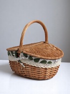 Корзина плетёная для хранения, 33×25×17 см, ручка h=13 см, лоза, с крышкой, тканевая вставка - Фото 3