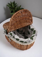 Плетёная корзина-лукошко, ткань внутри, 2 крышки, 33×25 см, Н 17/13 см, Н с ручкой 30 см, дно 23×16 см 1 10890244 - фото 16475765