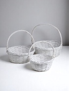 Корзина плетёная для хранения «Стиль», лоза, овальная, серая, набор 3 шт. - Фото 1