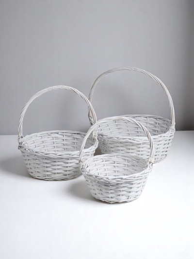 Корзина плетёная для хранения «Стиль», лоза, овальная, серая, набор 3 шт.