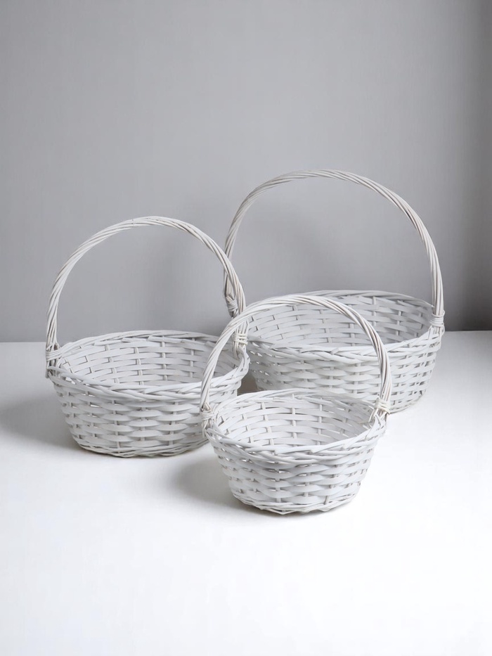 Корзина плетёная для хранения «Стиль», лоза, овальная, серая, набор 3 шт. - Фото 1