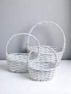 Корзина плетёная для хранения, лоза, овальная, светло - серая, набор 3 шт. - Фото 1