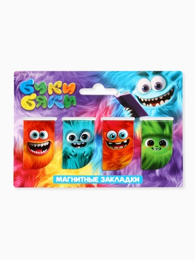 Закладки для книг, магнитные, мини 4 шт Буки Бяки 10869366
