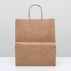 Пакет крафт без печати, круглая ручка 24 х 14 х 28 см (комплект 19 шт) - фото 42951260