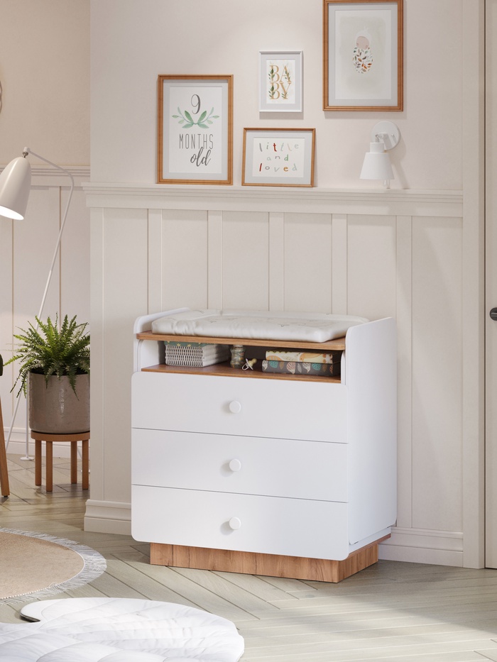 Комод-трансформер Polini kids Ameli 3010, белый-дуб крафт золотой