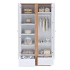 Шкаф двухсекционный Polini kids Ameli 4010, с ящиками, белый-дуб крафт золотой - фото 121395011