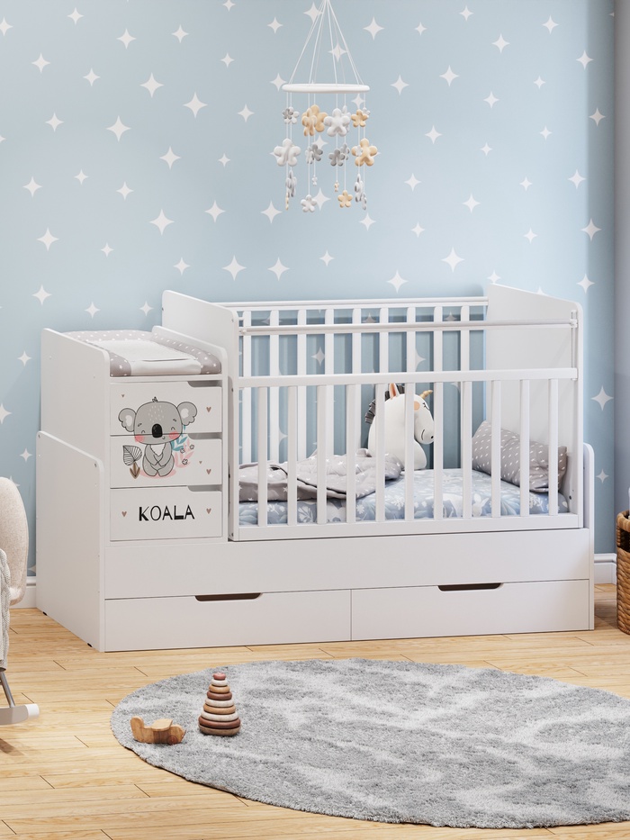 Кровать детская Фея 1100 Коала, белый