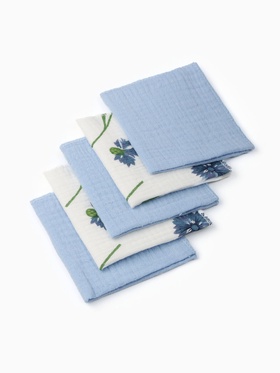 Набор платочков Крошка Я  Cornflowers (вид 1) 20*20 см-5 шт, муслин, 100 % хлопок 10858248