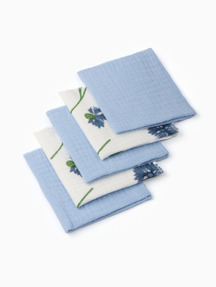 Набор платочков Крошка Я  Cornflowers (вид 1) 20*20 см-5 шт, муслин, 100 % хлопок - Фото 1