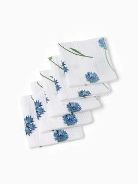 Набор платочков Крошка Я  Cornflowers (вид 2) 20*20 см-5 шт, муслин, 100 % хлопок