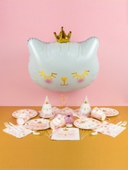 Воздушный шар фольгированный 24" «Котёнок с короной», фигура, белый 10887502