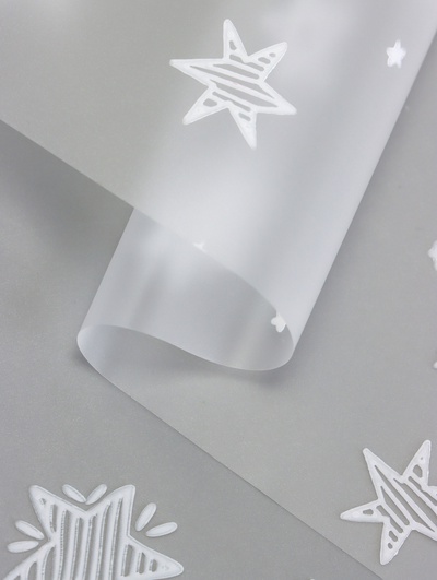 Пленка для цветов и декора, матовая, «Звездочки», белый, 0.6×9 м ±5%
