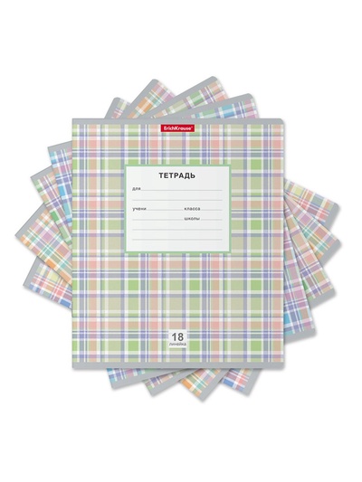 Тетрадь 18 листов в линейку, ErichKrause Optima Новая шотландка, МИКС