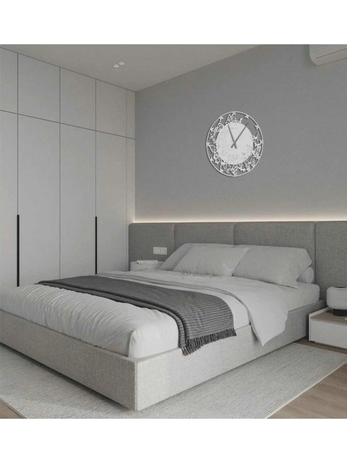 Часы настенные Farfalle, бабочки, интерьерные, плавный ход, d=33.5 см, белые