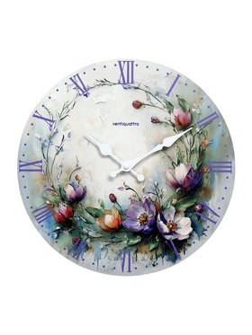 Часы настенные Fiori, прованс, интерьерные, плавный ход, d=33.5 см, цветочный дизайн 10886367