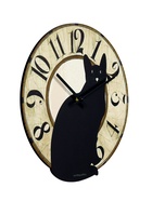 Часы настенные Gatto nero, черный кот, интерьерные, плавный ход, d=33.5 см - Фото 2