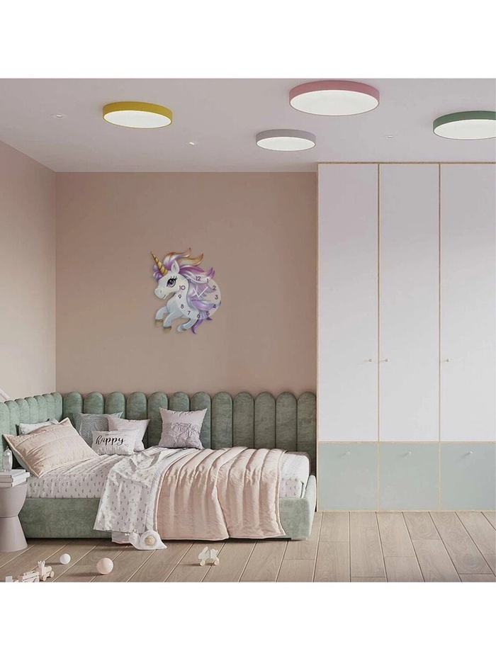 Часы настенные Gelato, единорог, интерьерные, детские, бесшумные, плавный ход, d=33.5 см
