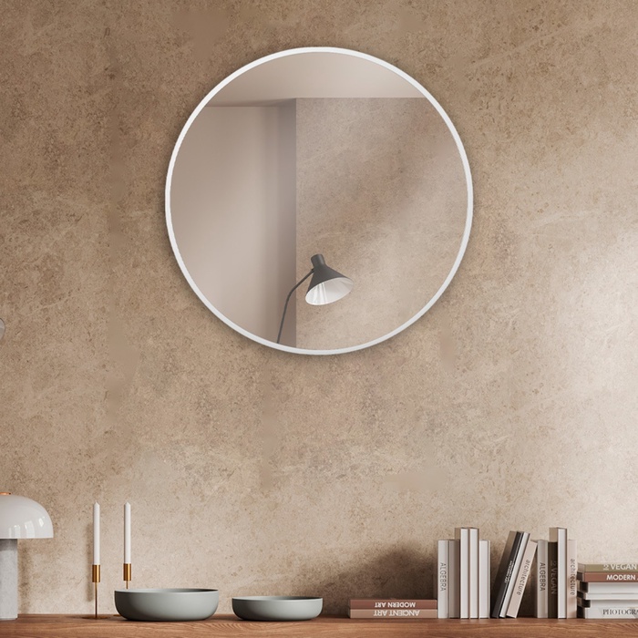 Зеркало интерьерное настенное круглое «Рубин», c окантовкой, d=70 см, цвет белый - Фото 1