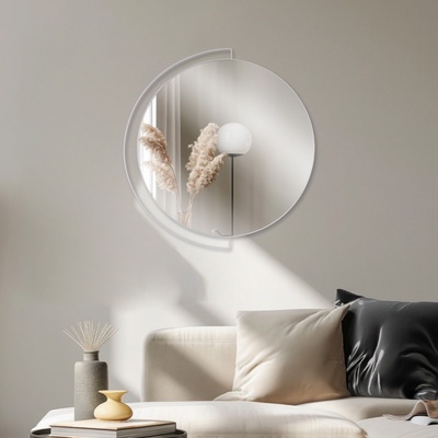 Зеркало интерьерное настенное «Рубин», в круглом корпусе из металла, с ободом, d=46 см, цвет белый