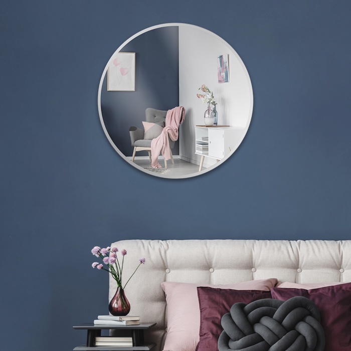 Зеркало интерьерное настенное круглое «Рубин», c окантовкой, d=50 см, цвет белый - Фото 1