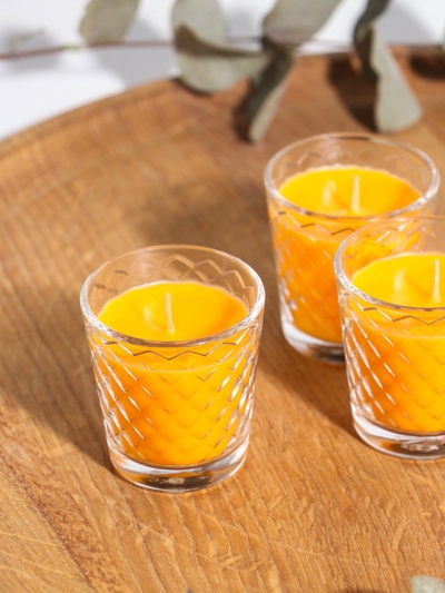 Ароматическая свеча в стакане, набор 3 шт., по 50 мл, 10 ч, 32 г, цитрус-грейпфрут