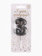 Свеча в торт «Мокрый асфальт», цифра 3 - фото 116040864