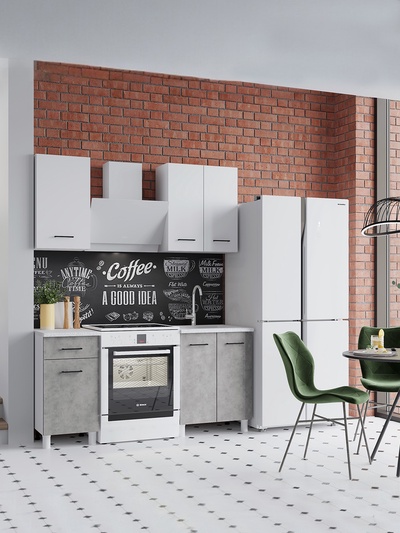 Кухонный гарнитур для маленькой кухни «Тренд», 1000 мм, цвет белый/бетон