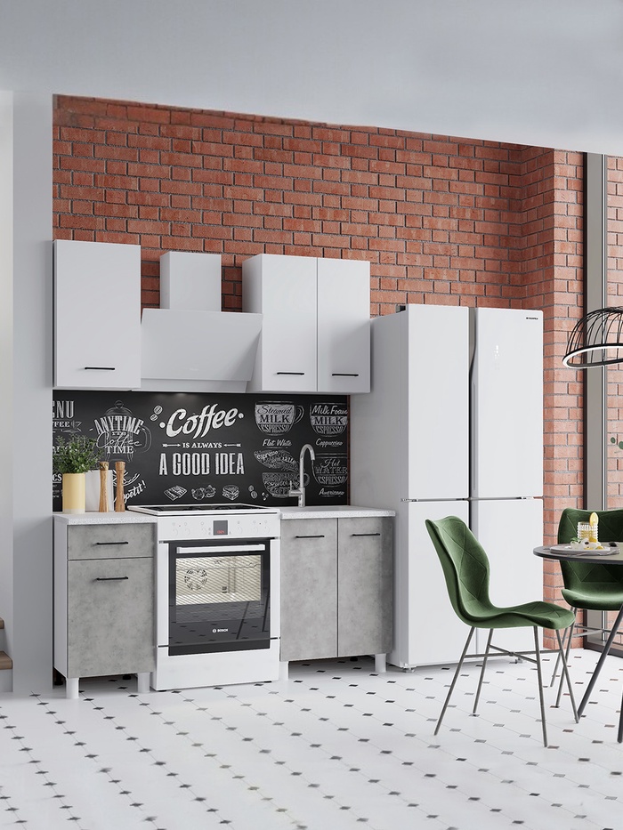 Кухонный гарнитур для маленькой кухни «Тренд», 1000 мм, цвет белый/бетон - Фото 1