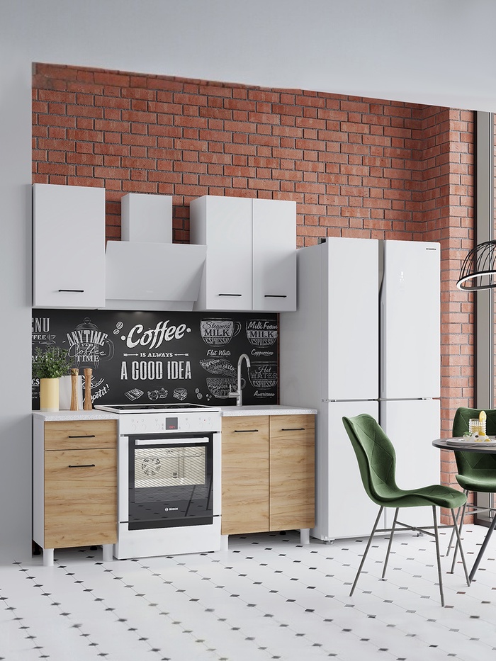 Кухонный гарнитур для маленькой кухни «Тренд», 1000 мм, цвет белый/дуб вотан - Фото 1