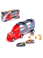 Уценка Гараж детский «Грузовик «Перевозчик», 2 металлические машинки и дорожные знаки, МИКС - Фото 1