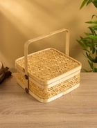 УЦЕНКА Корзинка с крышкой плетёная, из бамбука 25×25×25 см 10893679