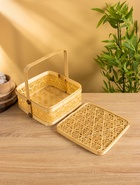 УЦЕНКА Корзинка с крышкой плетёная, из бамбука 25×25×25 см 10893679