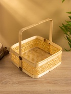 УЦЕНКА Корзинка с крышкой плетёная, из бамбука 25×25×25 см 10893679