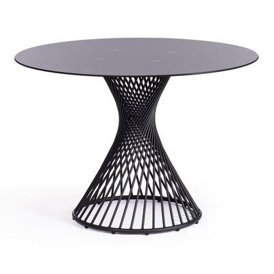 Стол круглый BERTOIA GT21, 1100×750×1100 мм, металл/стекло, цвет чёрный