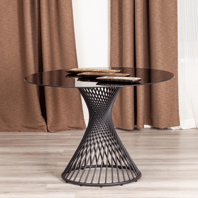Стол круглый BERTOIA GT21, 1100×750×1100 мм, металл/стекло, цвет чёрный
